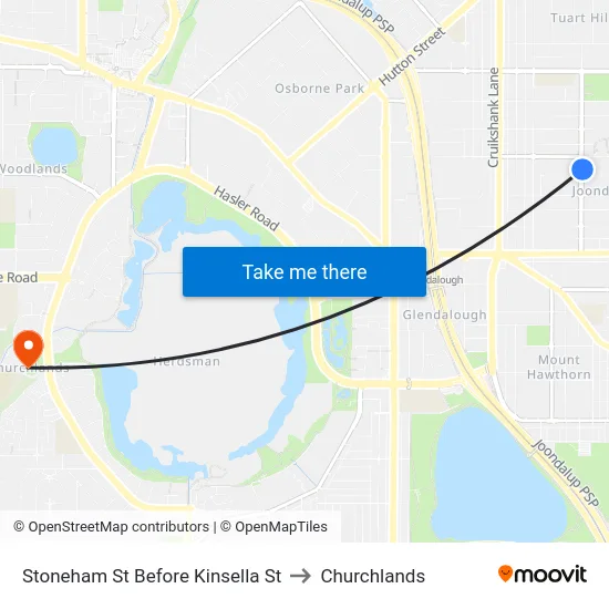 Stoneham St Before Kinsella St to Churchlands map