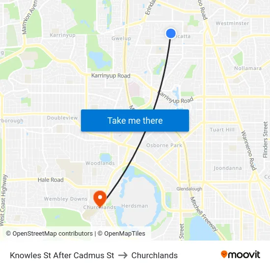 Knowles St After Cadmus St to Churchlands map