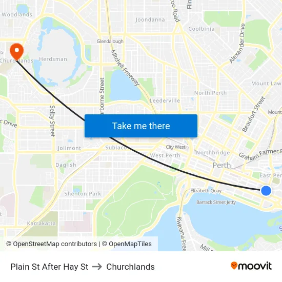 Plain St After Hay St to Churchlands map