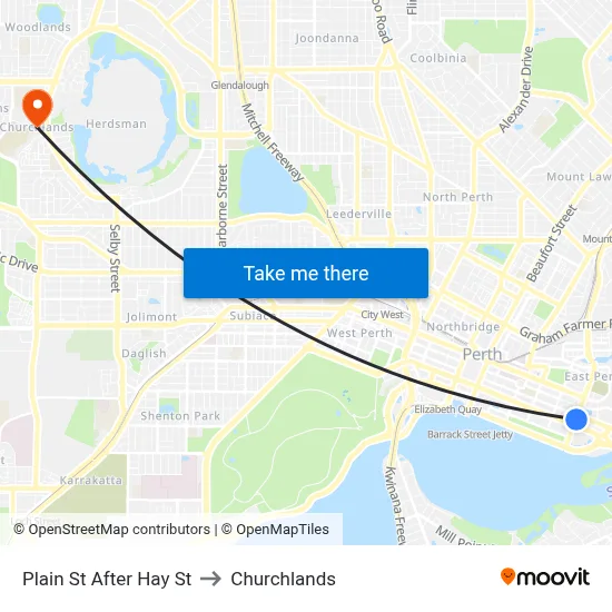 Plain St After Hay St to Churchlands map