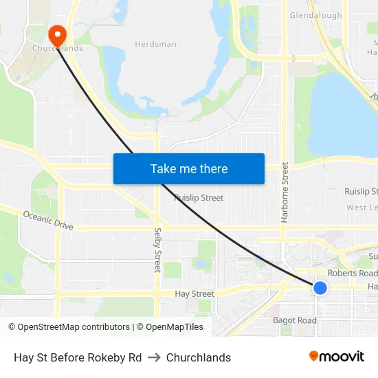 Hay St Before Rokeby Rd to Churchlands map