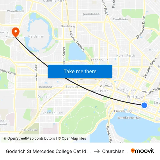 Goderich St Mercedes College Cat Id 102 to Churchlands map