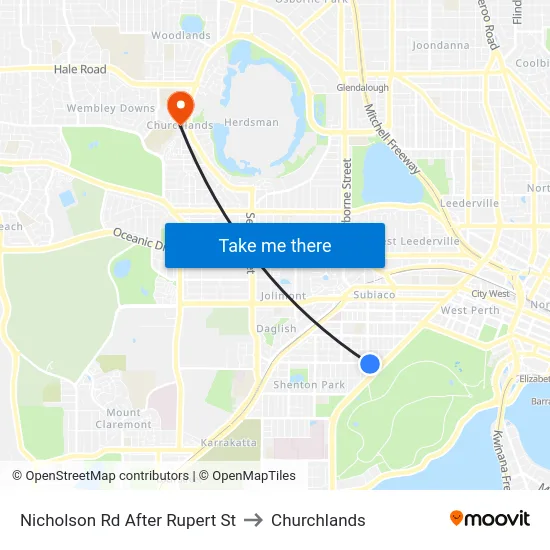 Nicholson Rd After Rupert St to Churchlands map