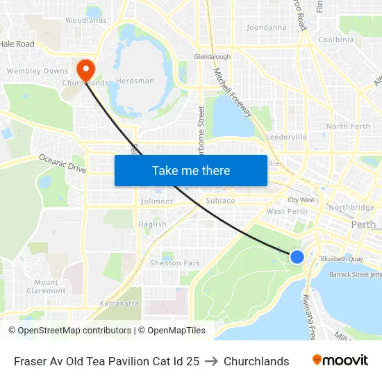 Fraser Av Old Tea Pavilion Cat Id 25 to Churchlands map