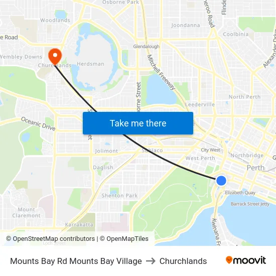 Mounts Bay Rd Mounts Bay Village to Churchlands map