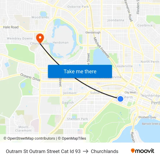 Outram St Outram Street Cat Id 93 to Churchlands map
