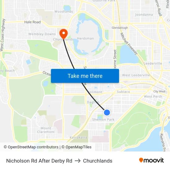 Nicholson Rd After Derby Rd to Churchlands map