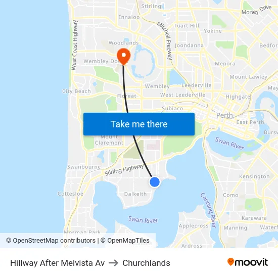 Hillway   After Melvista Av to Churchlands map