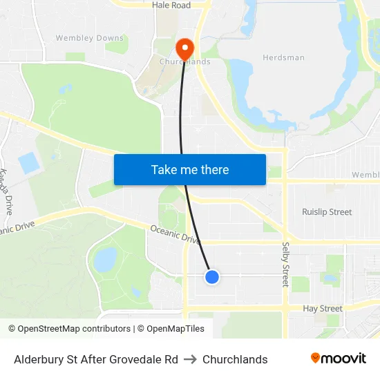 Alderbury St After Grovedale Rd to Churchlands map