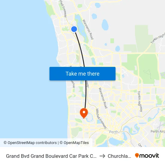 Grand Bvd Grand Boulevard Car Park Cat Id 27 to Churchlands map