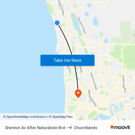 Shenton Av After Naturaliste Bvd to Churchlands map
