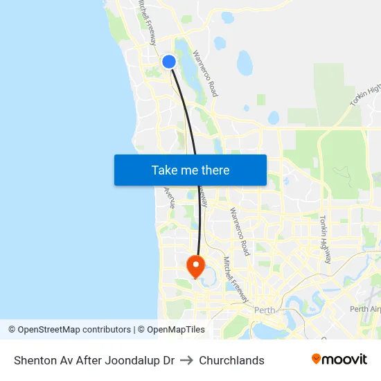 Shenton Av After Joondalup Dr to Churchlands map