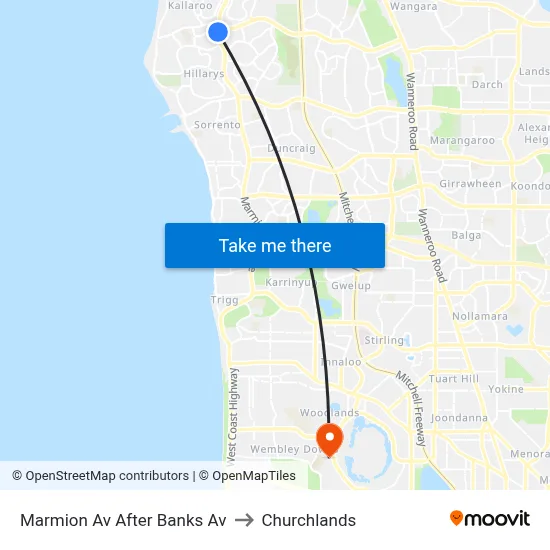 Marmion Av After Banks Av to Churchlands map
