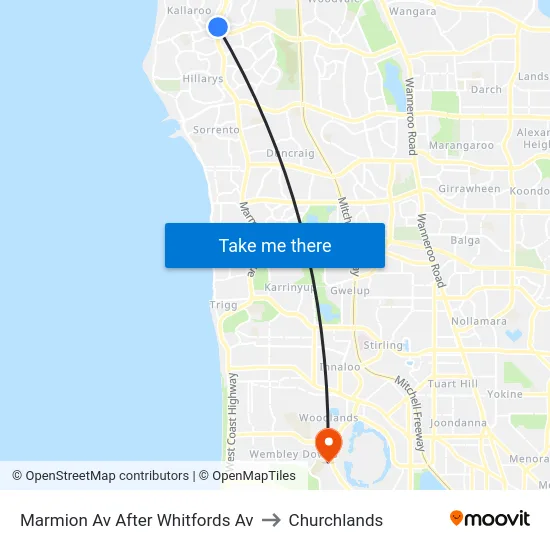Marmion Av After Whitfords Av to Churchlands map