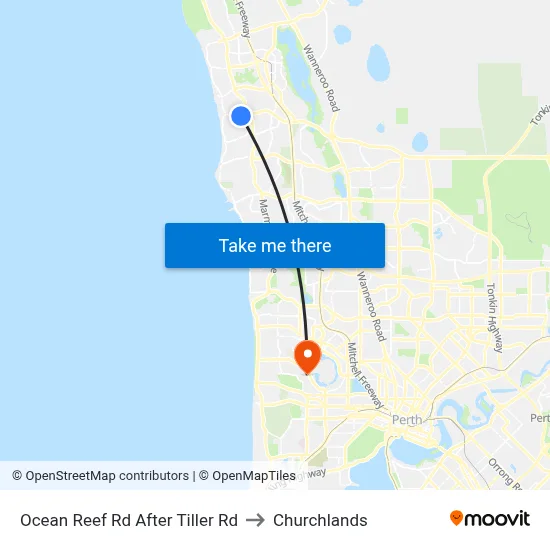Ocean Reef Rd After Tiller Rd to Churchlands map