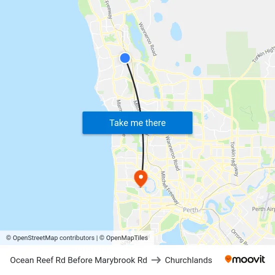 Ocean Reef Rd Before Marybrook Rd to Churchlands map