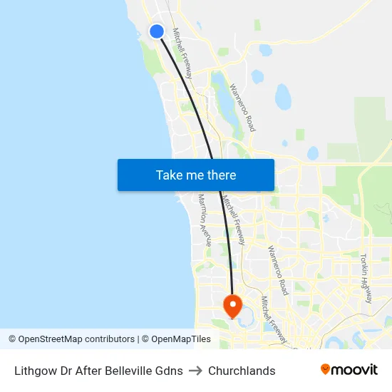 Lithgow Dr After Belleville Gdns to Churchlands map