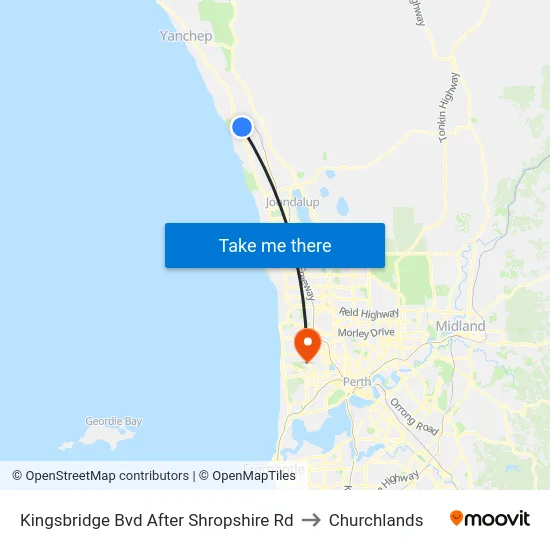 Kingsbridge Bvd After Shropshire Rd to Churchlands map