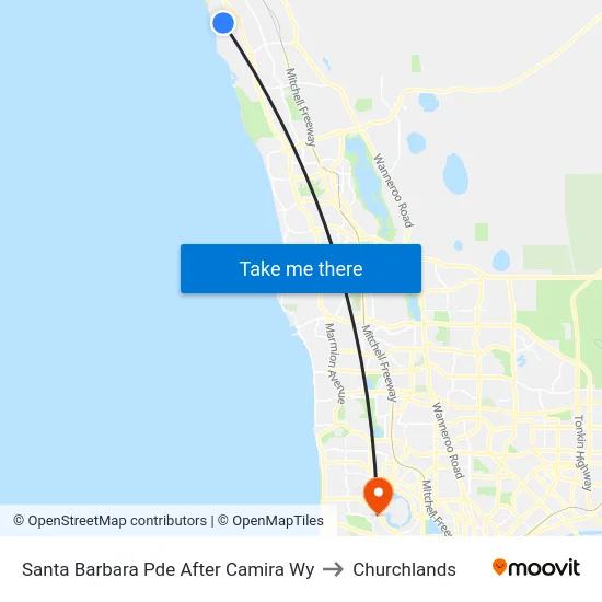 Santa Barbara Pde After Camira Wy to Churchlands map