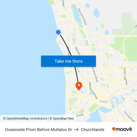 Oceanside Prom Before Mullaloo Dr to Churchlands map