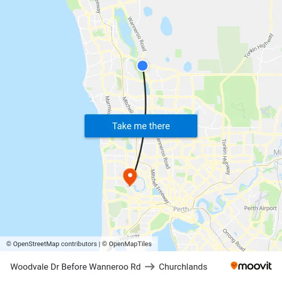 Woodvale Dr Before Wanneroo Rd to Churchlands map