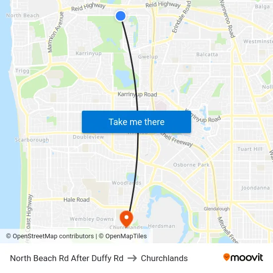 North Beach Rd After Duffy Rd to Churchlands map