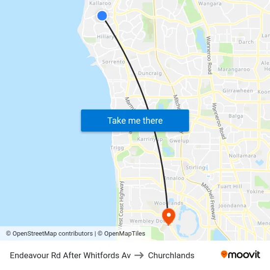 Endeavour Rd After Whitfords Av to Churchlands map