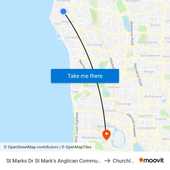 St Marks Dr St Mark's Anglican Community School to Churchlands map