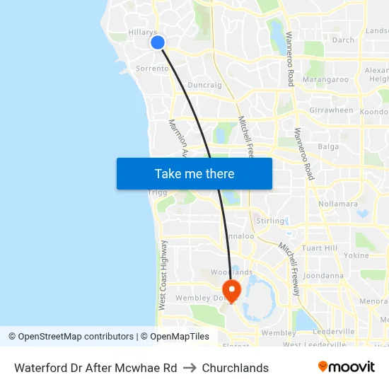 Waterford Dr After Mcwhae Rd to Churchlands map