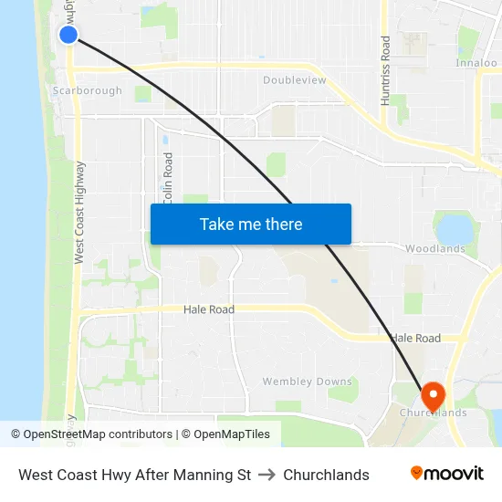 West Coast Hwy After Manning St to Churchlands map