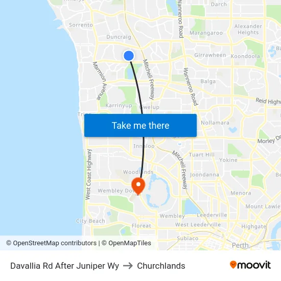 Davallia Rd After Juniper Wy to Churchlands map