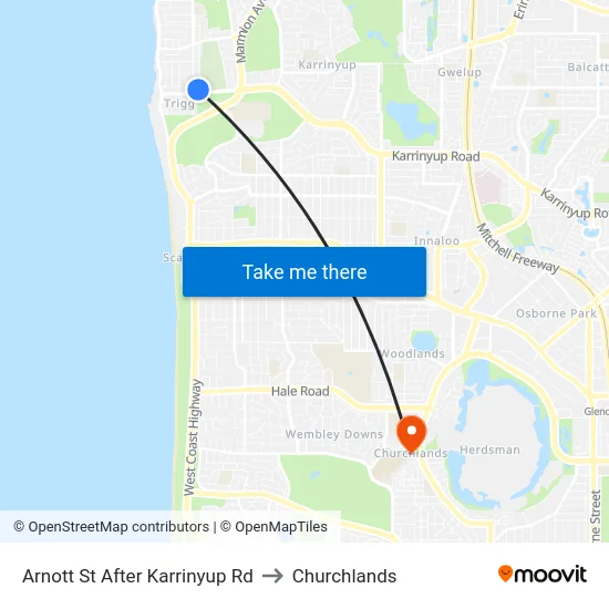 Arnott St After Karrinyup Rd to Churchlands map