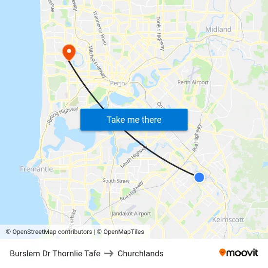 Burslem Dr Thornlie Tafe to Churchlands map