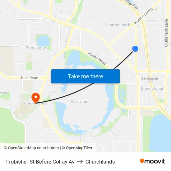 Frobisher St Before Colray Av to Churchlands map