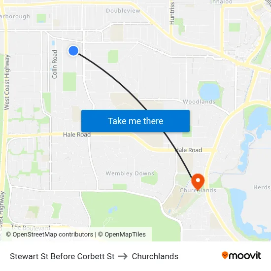 Stewart St Before Corbett St to Churchlands map