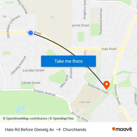 Hale Rd Before Glenelg Av to Churchlands map