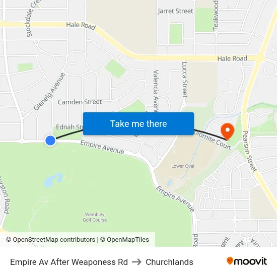 Empire Av After Weaponess Rd to Churchlands map