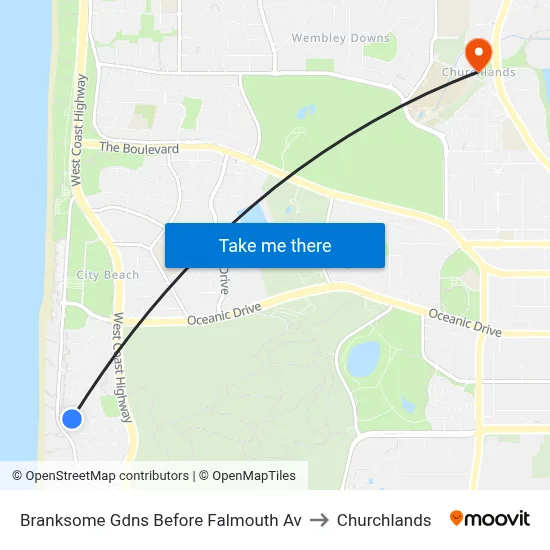 Branksome Gdns Before Falmouth Av to Churchlands map