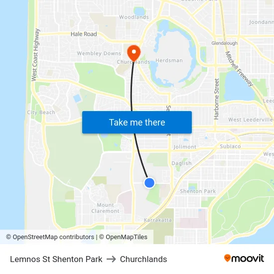 Lemnos St Shenton Park to Churchlands map