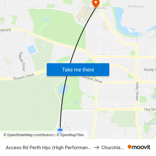 Access Rd Perth Hpc (High Performance Ctr) to Churchlands map