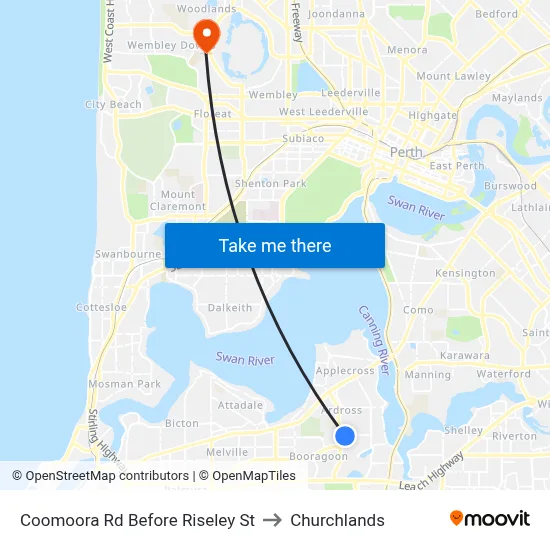 Coomoora Rd Before Riseley St to Churchlands map