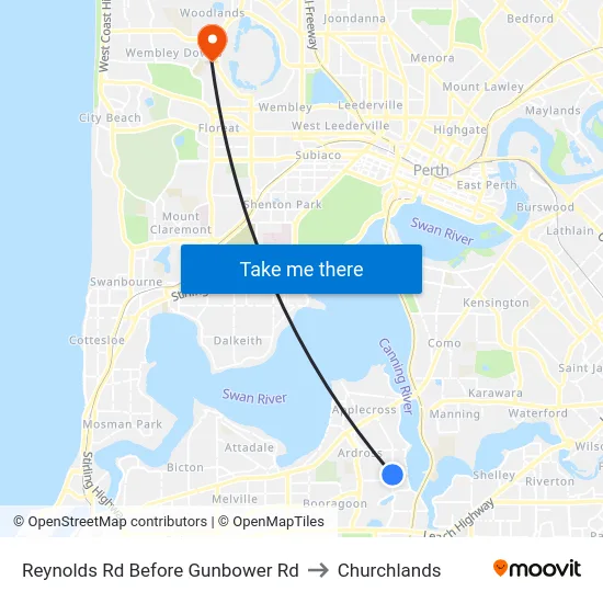 Reynolds Rd Before Gunbower Rd to Churchlands map