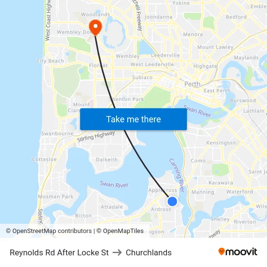 Reynolds Rd After Locke St to Churchlands map