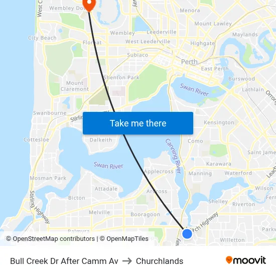 Bull Creek Dr After Camm Av to Churchlands map