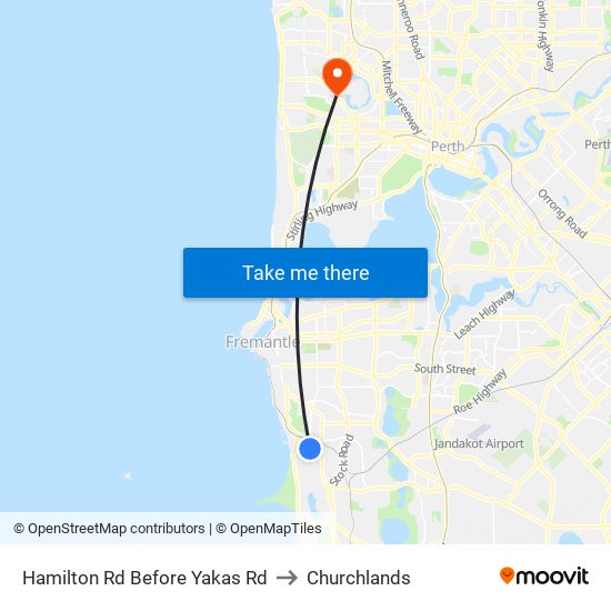 Hamilton Rd Before Yakas Rd to Churchlands map