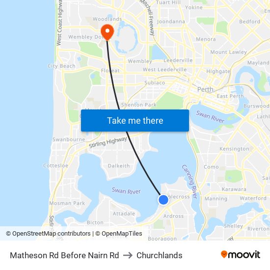 Matheson Rd Before Nairn Rd to Churchlands map