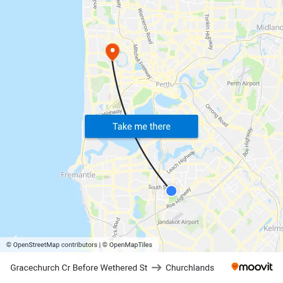 Gracechurch Cr Before Wethered St to Churchlands map