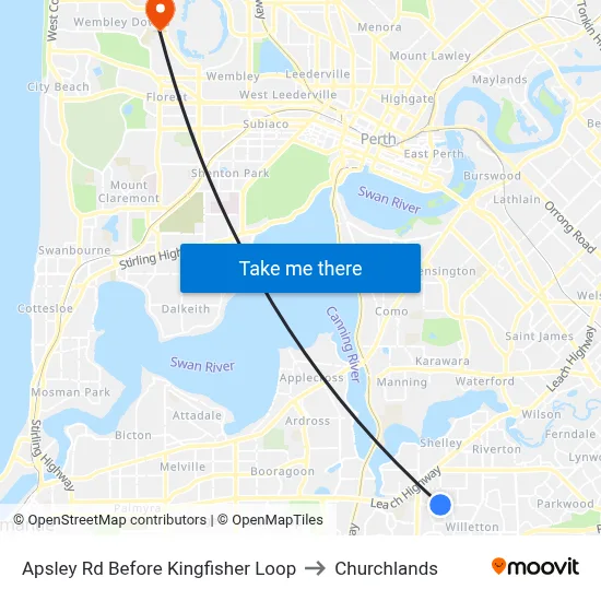 Apsley Rd Before Kingfisher Loop to Churchlands map
