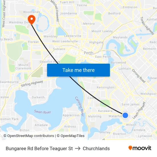 Bungaree Rd Before Teaguer St to Churchlands map