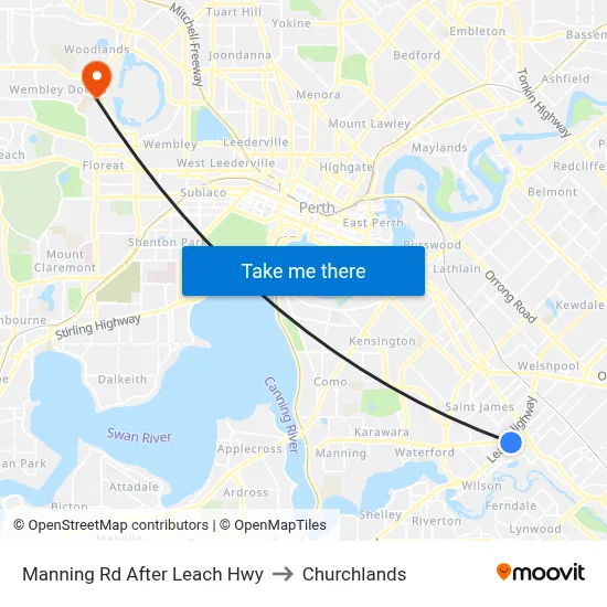 Manning Rd After Leach Hwy to Churchlands map